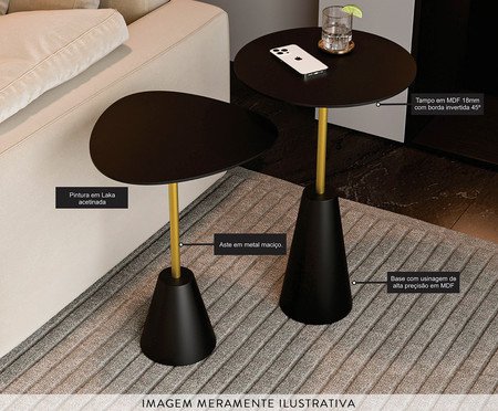 Conjunto Mesa de Canto Napoli Preta | Westwing