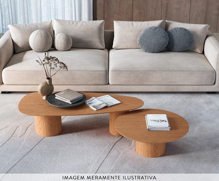 Mesa de Centro Redonda Lamina Natural de Carvalho Americano | Westwing