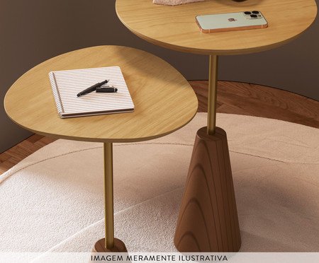 Conjunto Mesa de Canto Napoli Lamina Natural de Tawari | Westwing