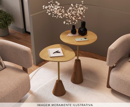 Conjunto Mesa de Canto Napoli Lamina Natural de Tawari | Westwing