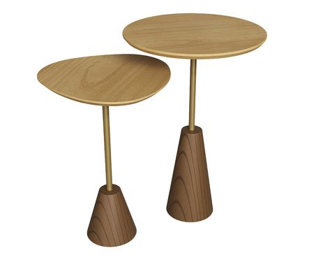 Conjunto Mesa de Canto Napoli Lamina Natural de Tawari | Westwing