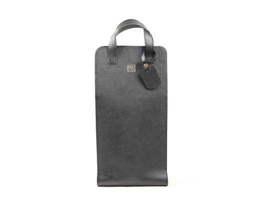 Porta-Garrafa em Couro Duplo Preto - 18,5X39X10cm, Preto | WestwingNow