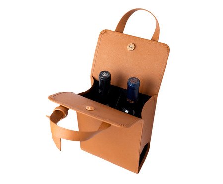 Porta-Garrafa em Couro Duplo Preto - 18,5X39X10cm | Westwing