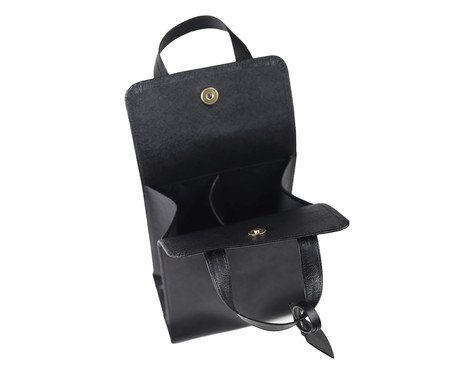 Porta-Garrafa em Couro Duplo Preto - 18,5X39X10cm | Westwing