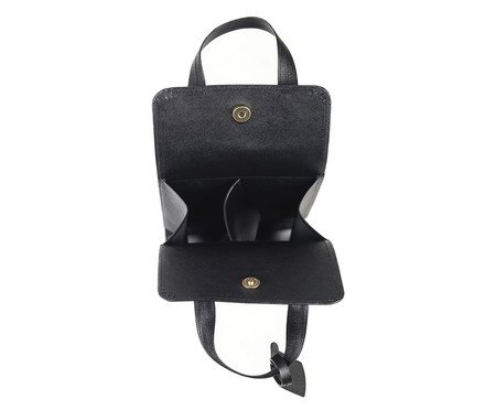 Porta-Garrafa em Couro Duplo Preto - 18,5X39X10cm | Westwing