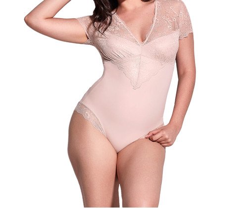 Body Modelador em Renda e Microfibra Bege Ballet, Bege | WestwingNow
