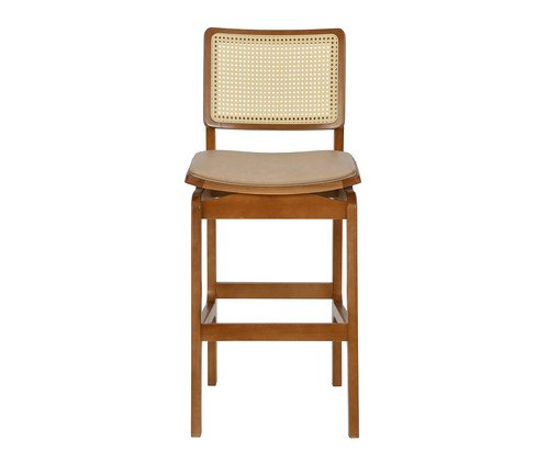Banqueta Ayla Pitanga Sintético - Bege, wood pattern | WestwingNow