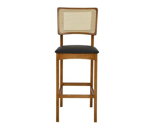 Banqueta Nathalie Pitanga Courino - Preto, wood pattern | WestwingNow