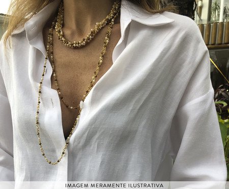 Colar Ritmo Duplo Ouro 18K - Nude | Westwing