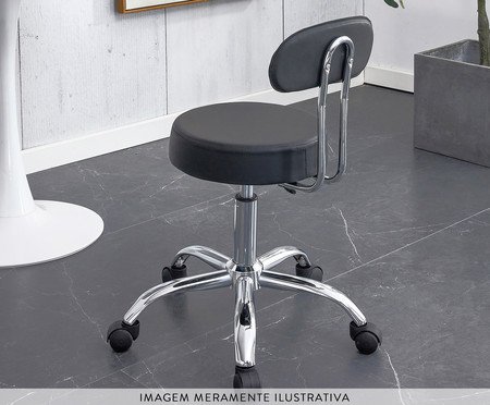 Cadeira Giratoria Mocho Manicure Com Encosto Preto | Westwing