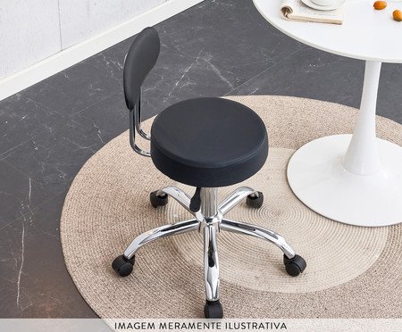 Cadeira Giratoria Mocho Manicure Com Encosto Preto | Westwing