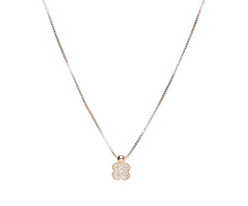 Colar Gold 4 Pétalas Cravejadas de Zircônias - 55cm, Prata ou Metálico | WestwingNow