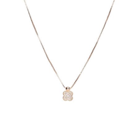 Colar Gold 4 Pétalas Cravejadas de Zircônias - 55cm | Westwing