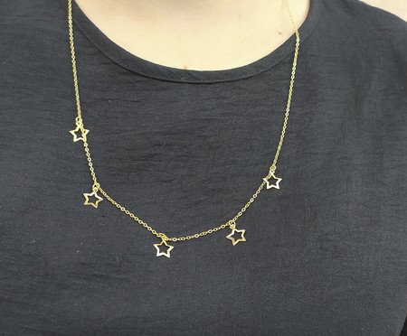 Colar Gold Longo Estrelas Vazadas | Westwing