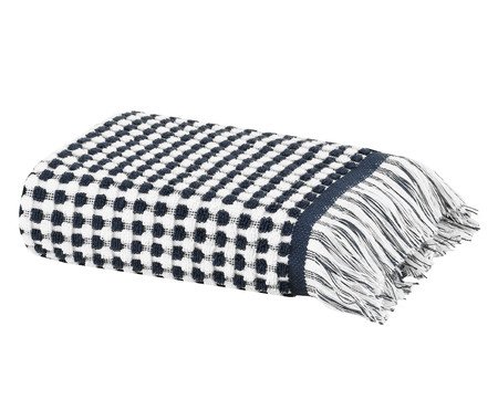 Toalha de Rosto com Franja Loom Azul Marinho | Westwing