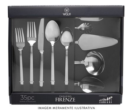 Faqueiro de Aço Inox Firenze - 35Pçs | Westwing