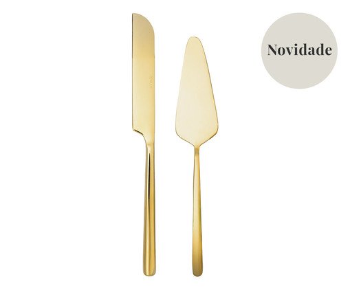Jogo para Servir Bolo Viena Dourado, gold | WestwingNow