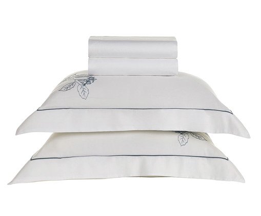 Jogo de Lençol Aster Branco e Cinza, white | WestwingNow