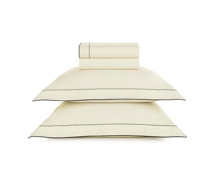 Jogo de Lençol Bali Marfim Carbono Marfim e Carbono | Westwing