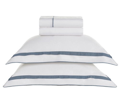Jogo de Lençol Lara Bc Indigo Branco e Azul, white | WestwingNow