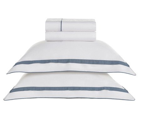 Jogo de Lençol Lara Bc Indigo Branco e Azul | Westwing