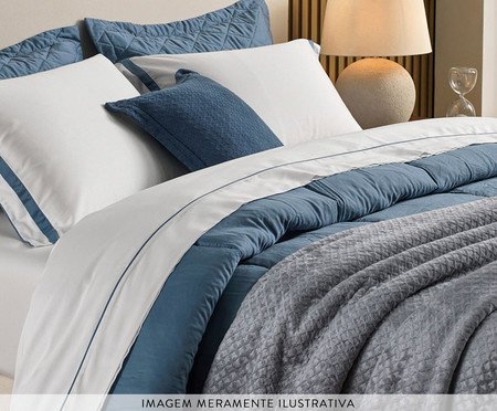 Jogo de Lençol Lara Bc Indigo Branco e Azul | Westwing