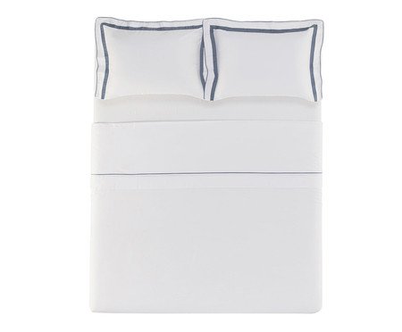 Jogo de Lençol Lara Bc Indigo Branco e Azul | Westwing