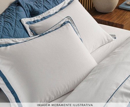 Jogo de Lençol Lara Bc Indigo Branco e Azul | Westwing