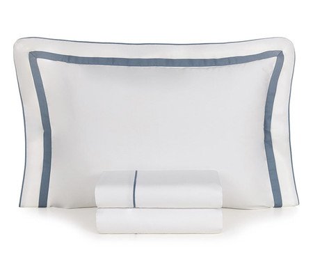 Jogo de Lençol Lara Bc Indigo Branco e Azul | Westwing