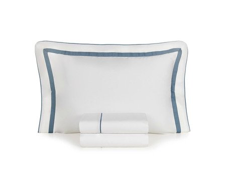 Jogo de Lençol Lara Indigo Branco e Azul | Westwing