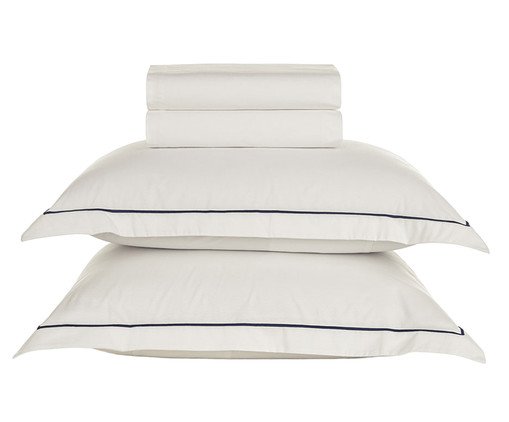 Jogo de Lençol Deliz Bc Marinho Branco e Marinho, white | WestwingNow