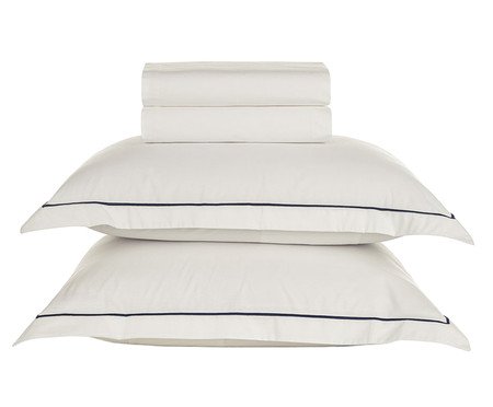 Jogo de Lençol Deliz Bc Marinho Branco e Marinho | Westwing