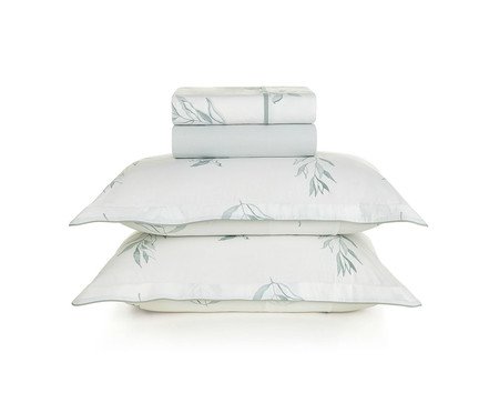 Jogo de Lençol Lacerda Branco e Azul | Westwing