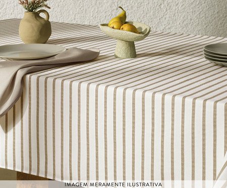 Toalha De Mesa Zaira Branco e Taupe Branco | Westwing