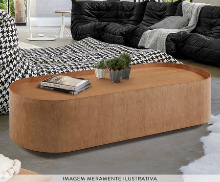 Mesa de Centro Oval Laminado Debora - Castanho | Westwing
