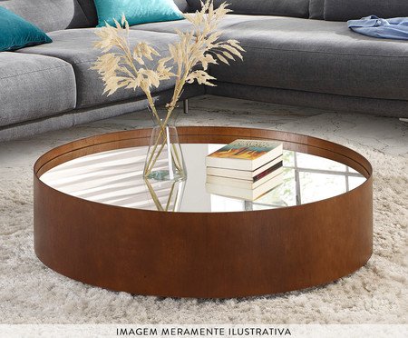 Mesa de Centro Redondo Espelhado Debora - Castanho | Westwing