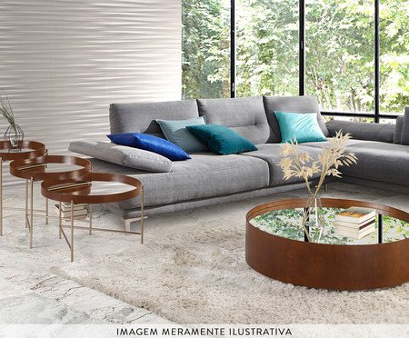 Mesa de Centro Redondo Espelhado Debora - Castanho | Westwing