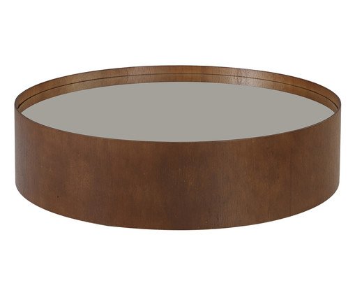 Mesa de Centro Redondo Espelhado Debora - Castanho, wood pattern | WestwingNow