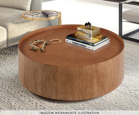 Mesa de Centro Redondo Laminado Debora - Castanho | Westwing