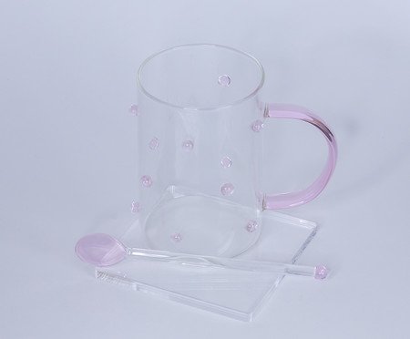 Caneca Rosa com Colher e Pires | Westwing