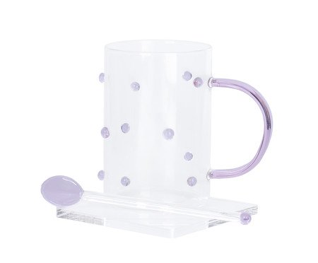 Caneca Rosa com Colher e Pires | Westwing