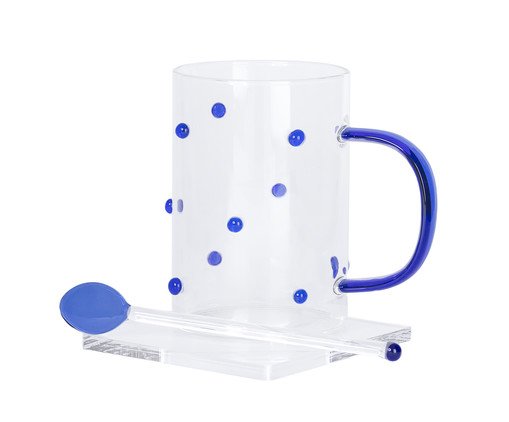 Caneca Azul com Colher e Pires, Ambar | WestwingNow