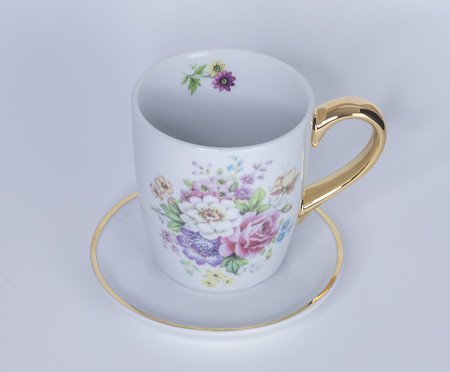 Caneca Primavera em Porcelana e Ouro | Westwing