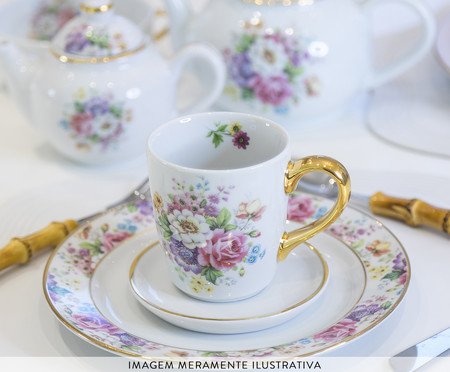 Caneca Primavera em Porcelana e Ouro | Westwing