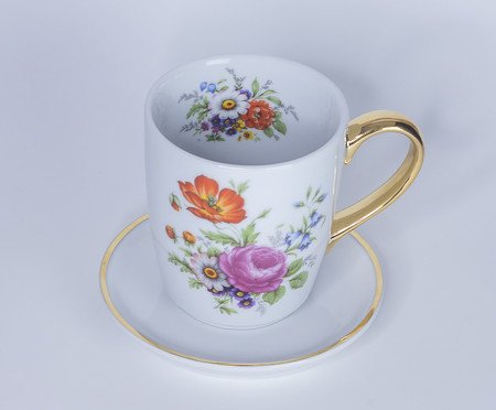 Caneca Jardim em Porcelana e Ouro | Westwing