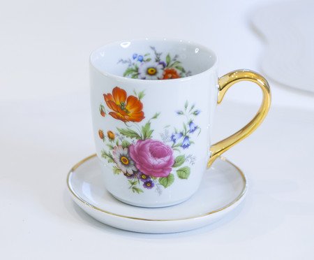 Caneca Jardim em Porcelana e Ouro | Westwing