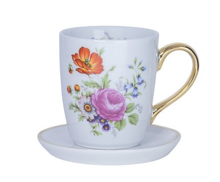 Caneca Jardim em Porcelana e Ouro | Westwing
