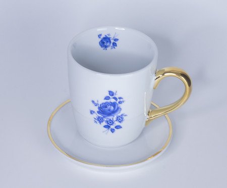 Caneca Rosa Azul em Porcelana e Ouro | Westwing