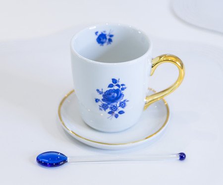 Caneca Rosa Azul em Porcelana e Ouro | Westwing