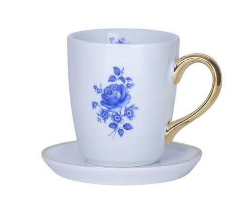 Caneca Rosa Azul em Porcelana e Ouro, blue | WestwingNow